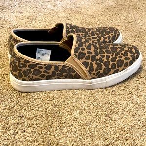 Leopard print slip on shoes